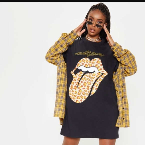 Rolling Stones Tongue Oversized T Shirt Dress - Picture 1 of 10